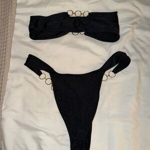 Oh Polly Black Swimsuit with Gold Chain Detail